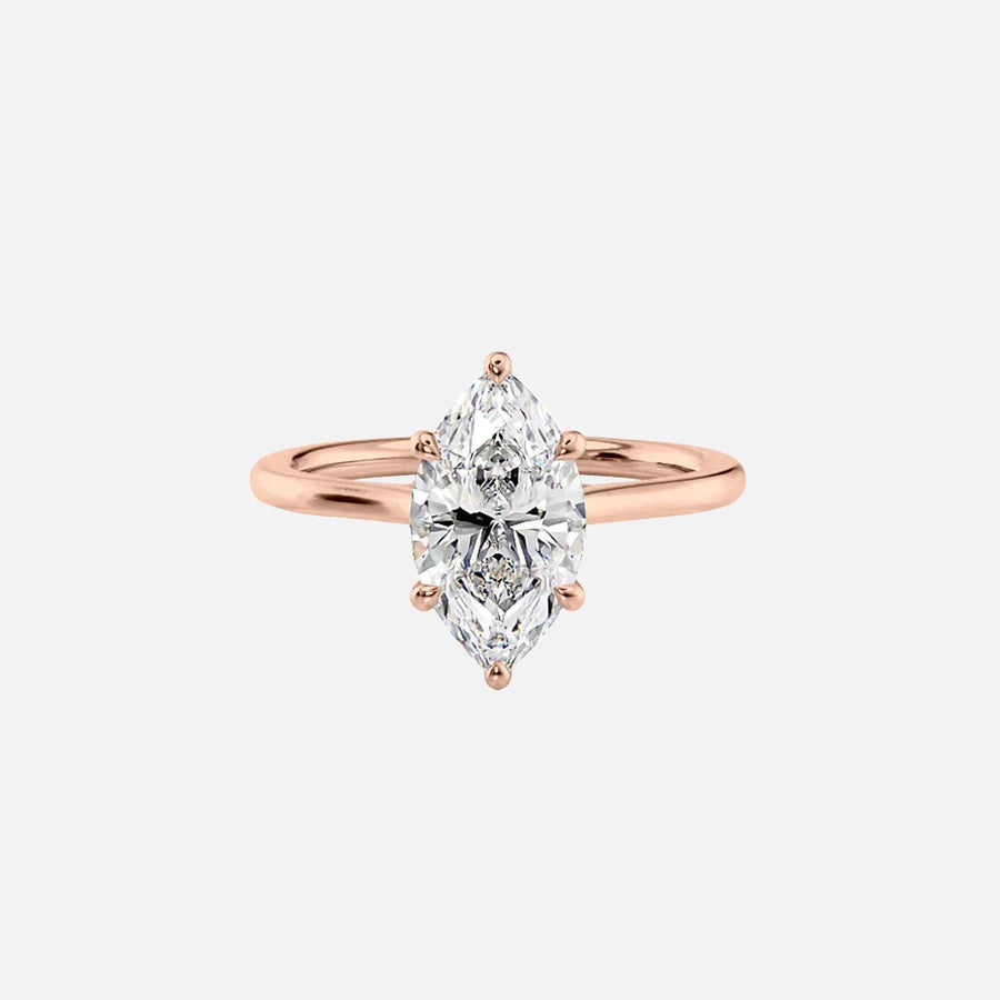  The Solitaire Lexie Marquise Moissanite Ring 18k Rose Gold 001