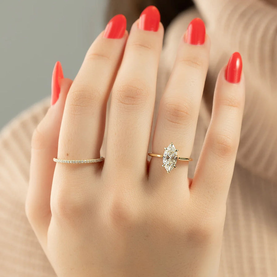  The Solitaire Lexie Marquise Moissanite Ring 18k Yellow Gold 003