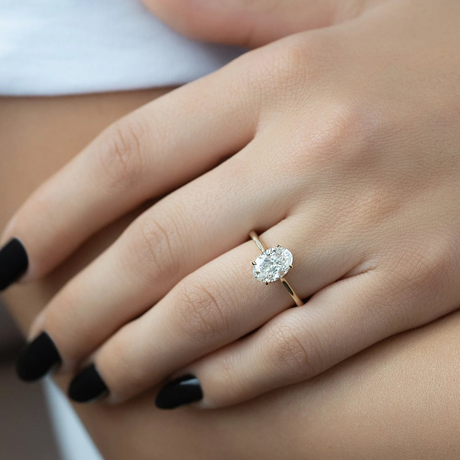  The Solitaire Lexie Oval Lab Diamond Ring 14k Yellow Gold 004