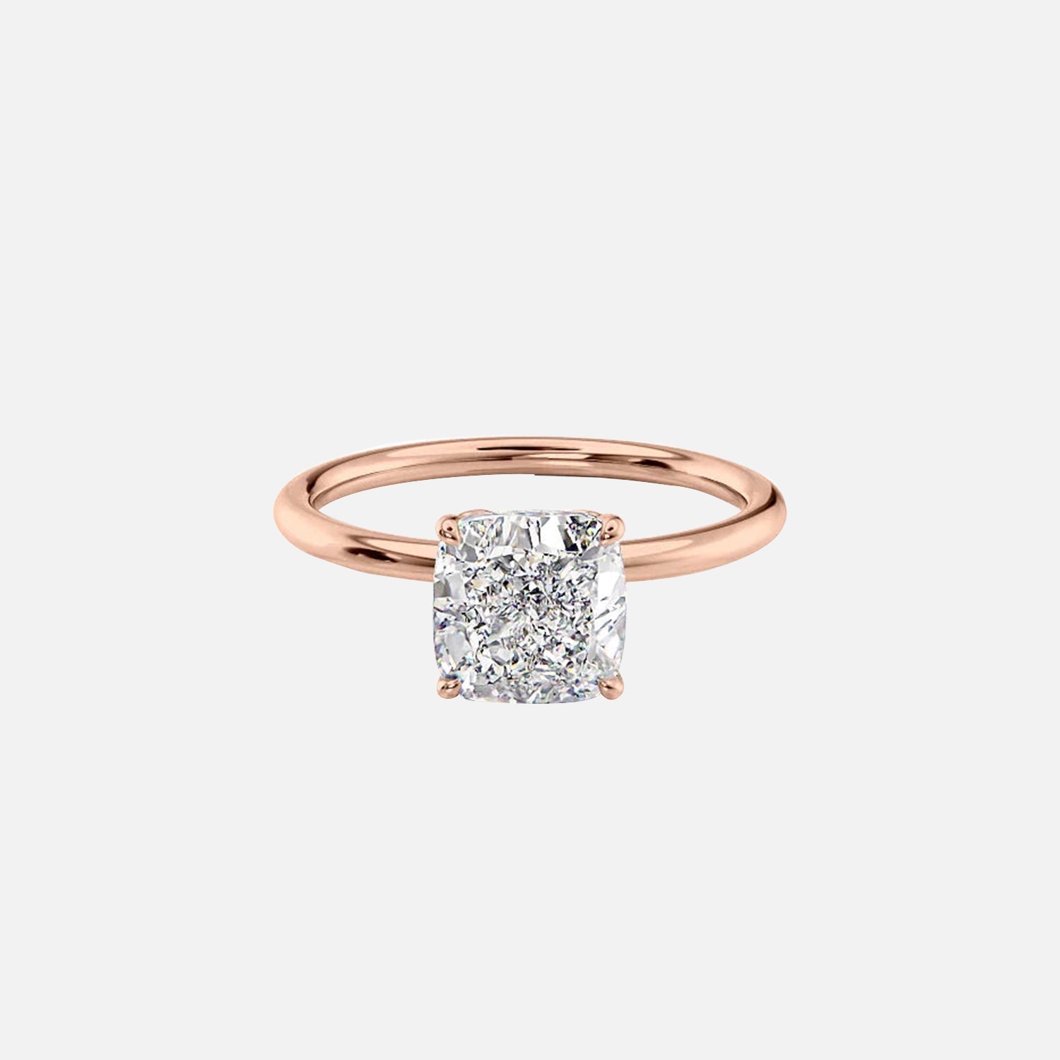  The Solitaire Lily Cushion Lab Diamond Ring 14k Rose Gold 001