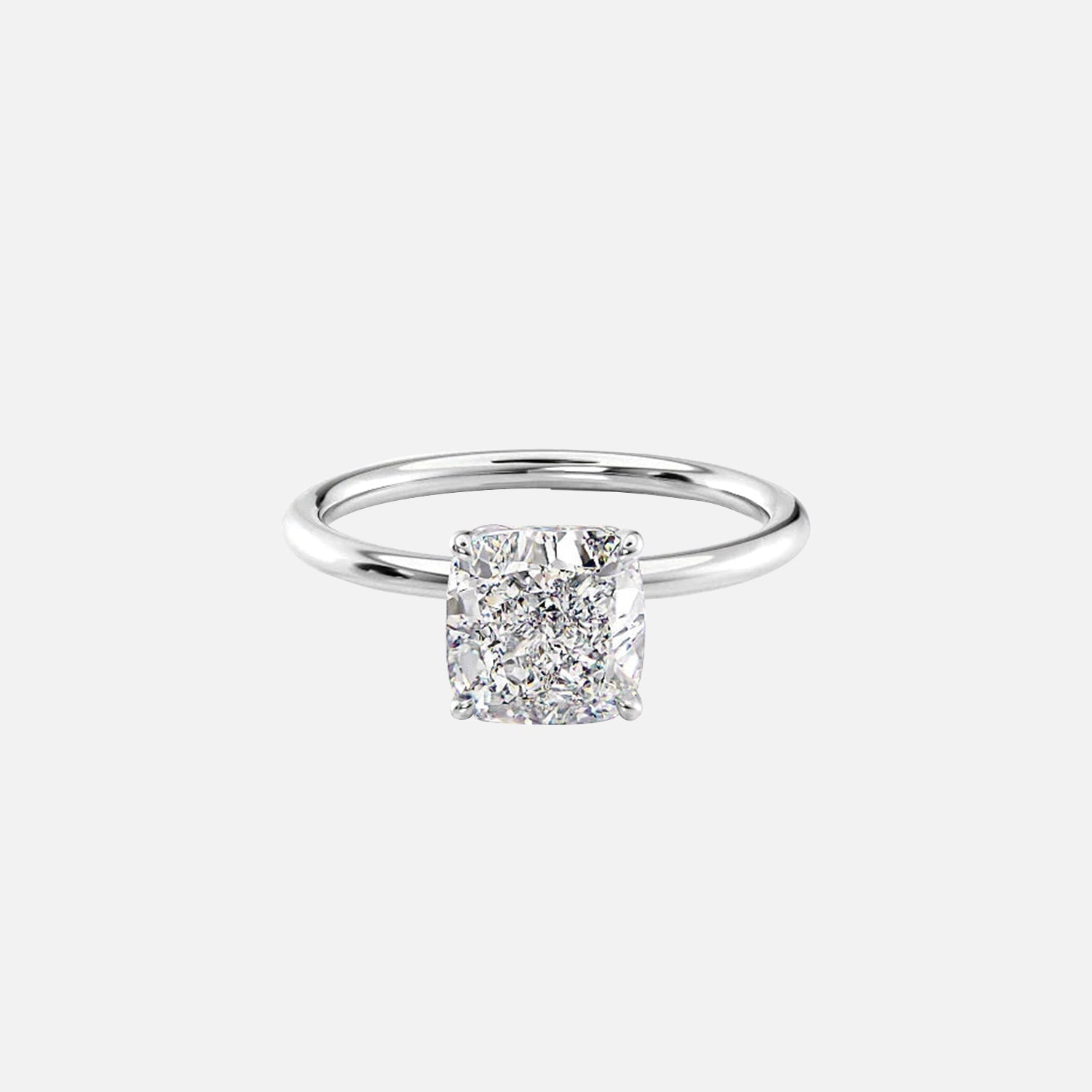  The Solitaire Lily Cushion Lab Diamond Ring 14k White Gold 001