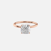  The Solitaire Lily Cushion Lab Diamond Ring 18k Rose Gold 001