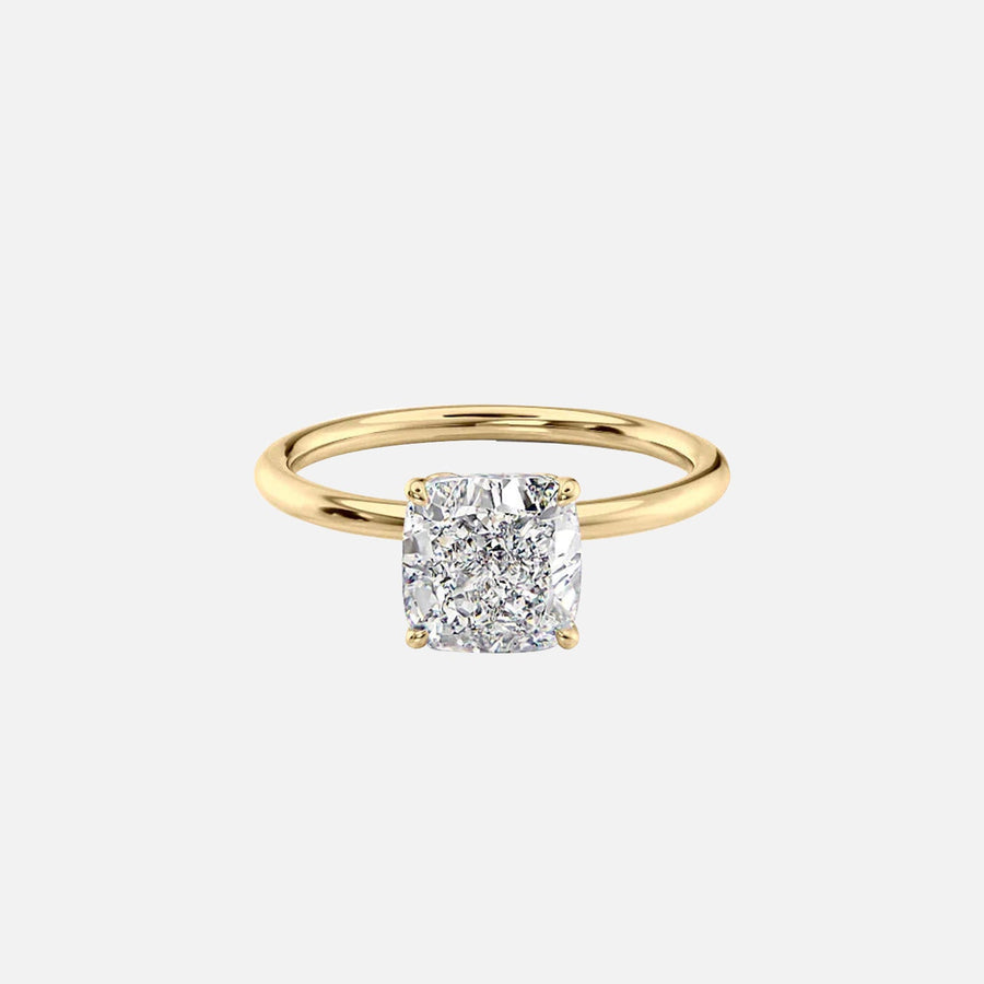  The Solitaire Lily Cushion Lab Diamond Ring 18k Yellow Gold 001