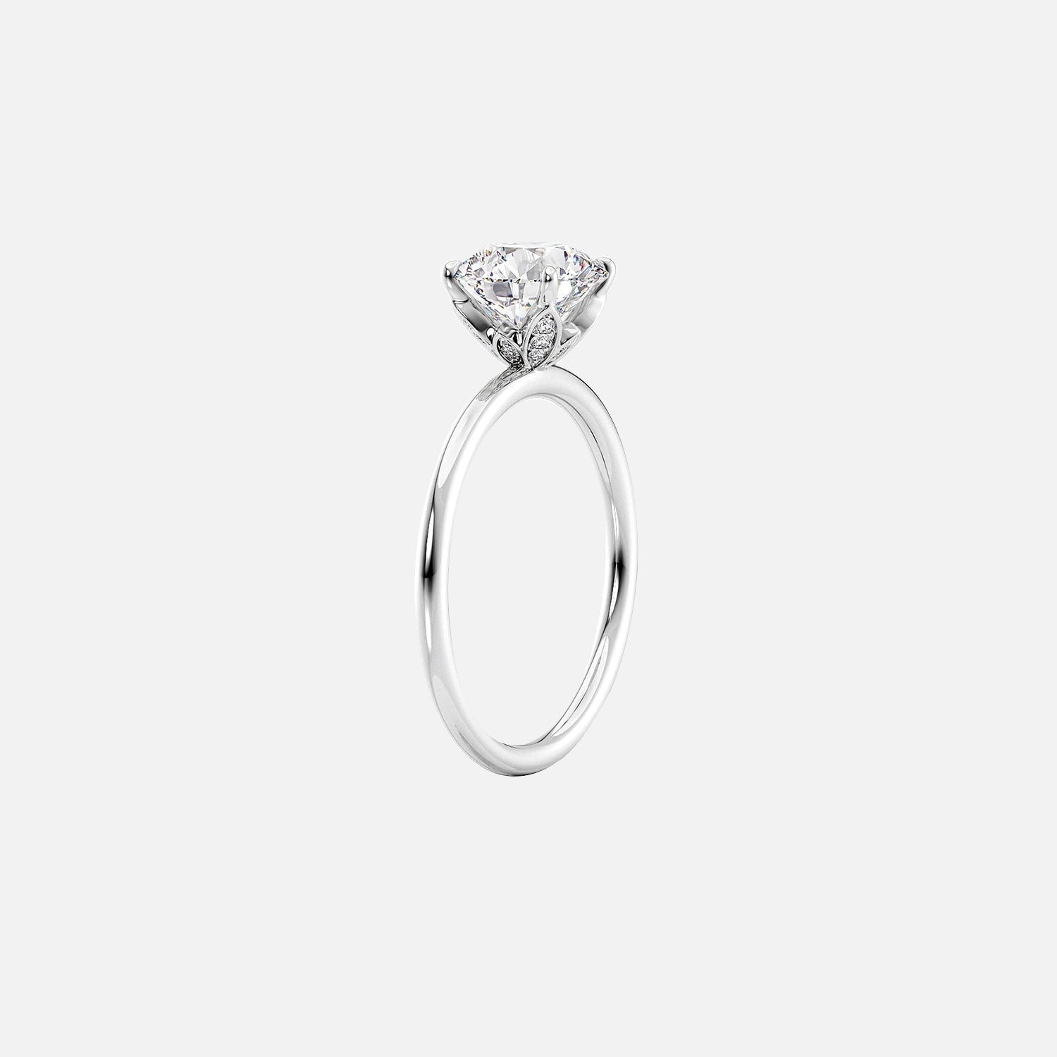  The Solitaire Lily Cushion Moissanite Ring 14k White Gold 002