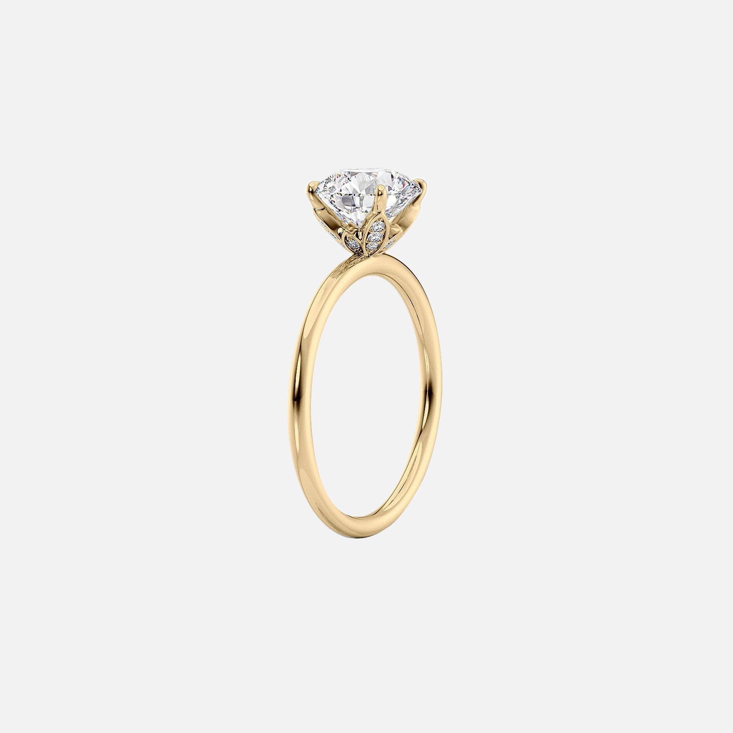  The Solitaire Lily Cushion Moissanite Ring 14k Yellow Gold 002