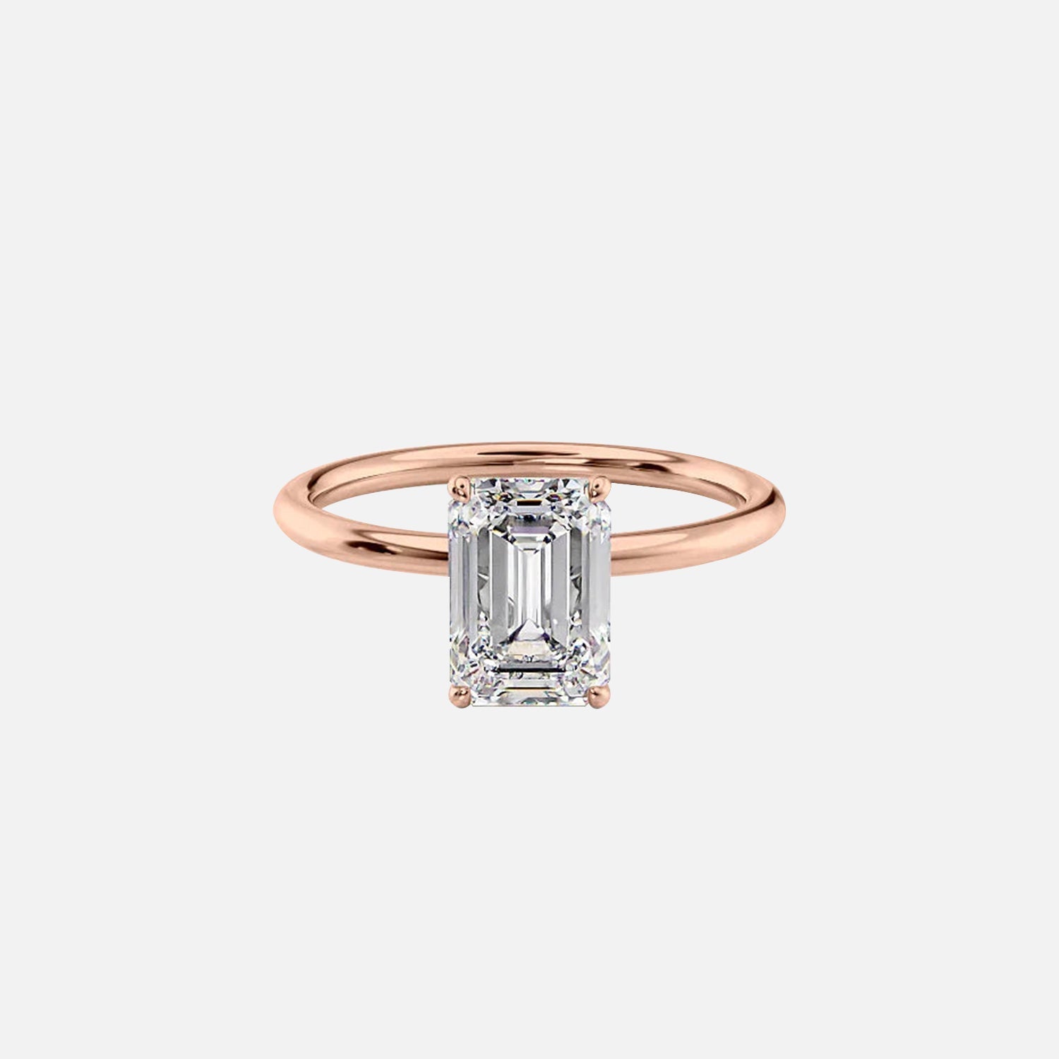  The Solitaire Lily Emerald Lab Diamond Ring 14k Rose Gold 001
