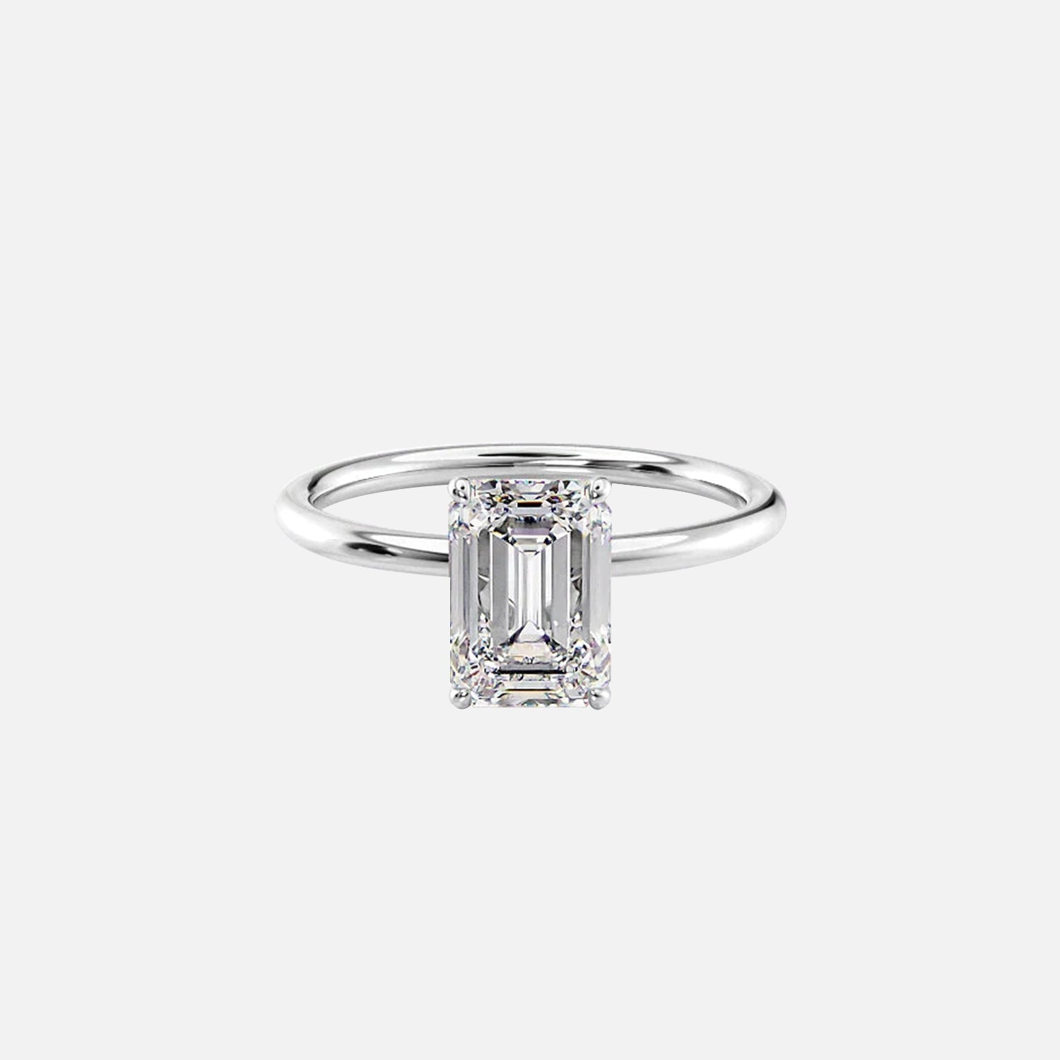  The Solitaire Lily Emerald Lab Diamond Ring 14k White Gold 001