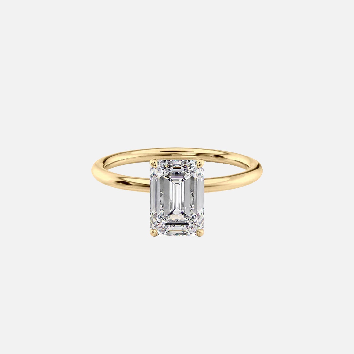 The Solitaire Lily Emerald Moissanite Ring 14k Yellow Gold 001