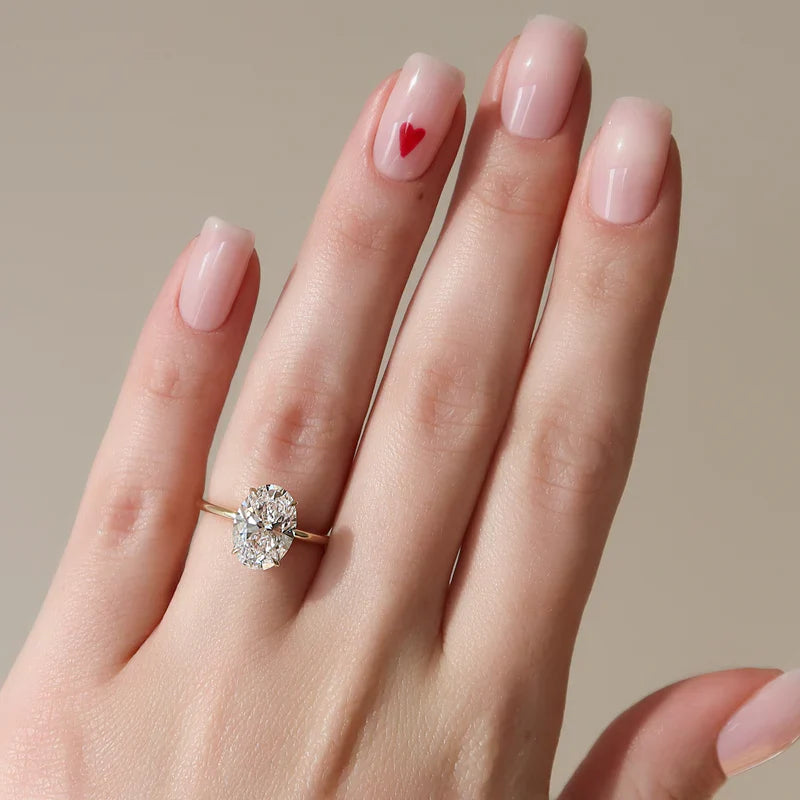  The Solitaire Lily Oval Lab Diamond Ring 14k Yellow Gold 003