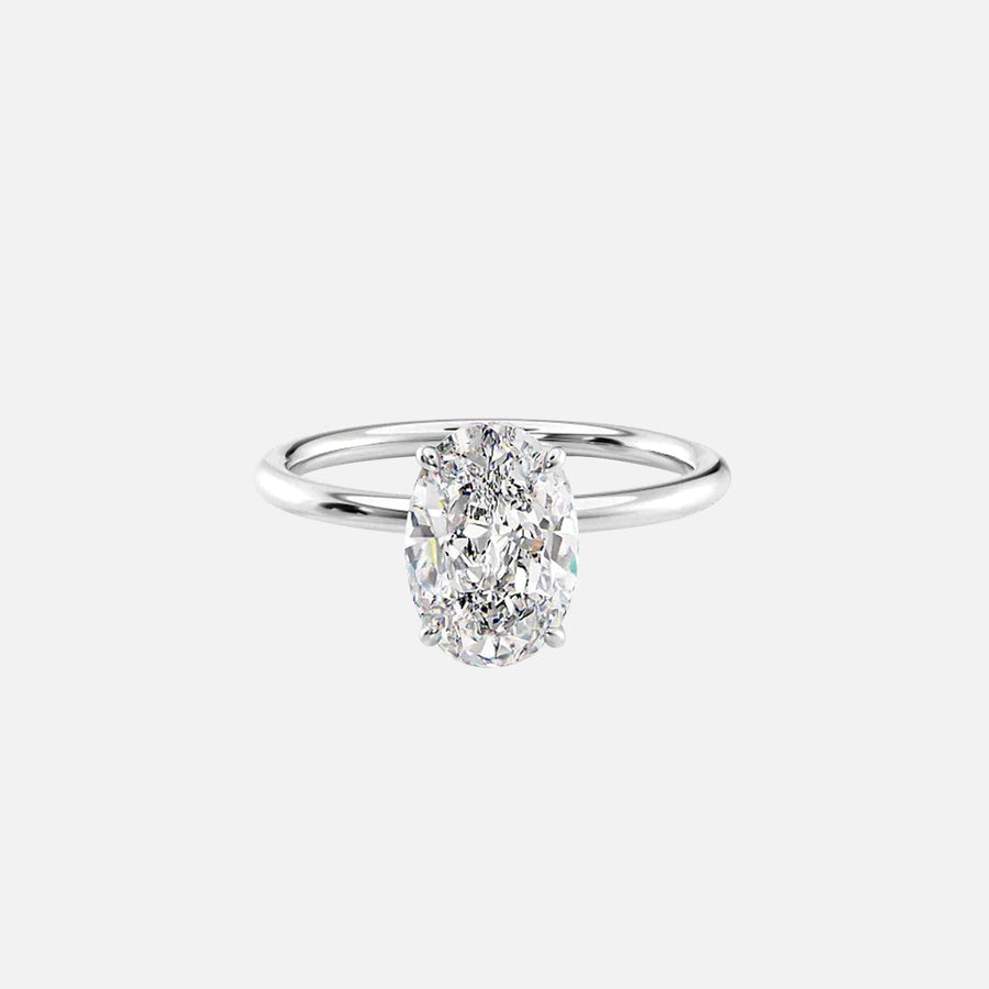  The Solitaire Lily Oval Moissanite Ring 18k White Gold 001