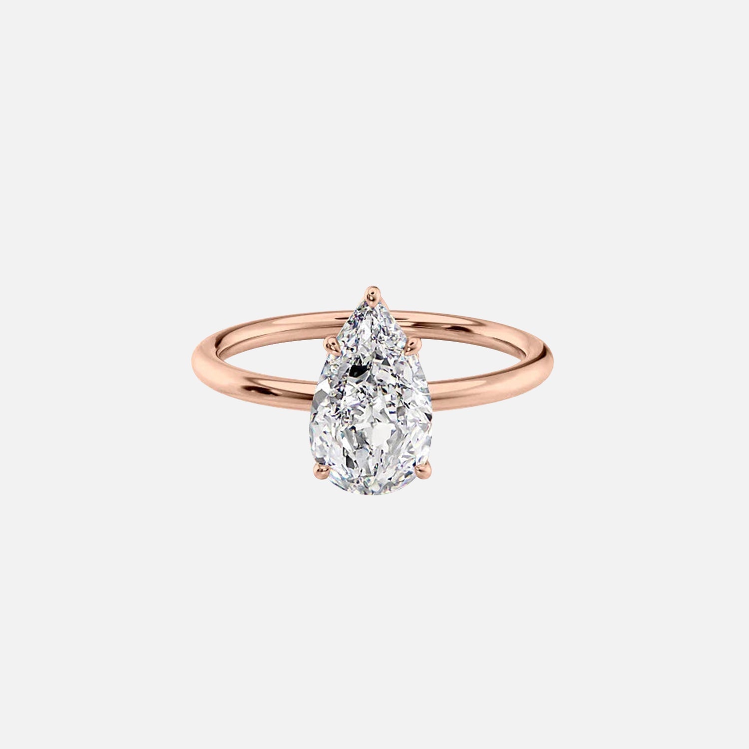  The Solitaire Lily Pear Lab Diamond Ring 14k Rose Gold 001