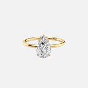 The Solitaire Lily Pear Moissanite Ring 14k Yellow Gold 001