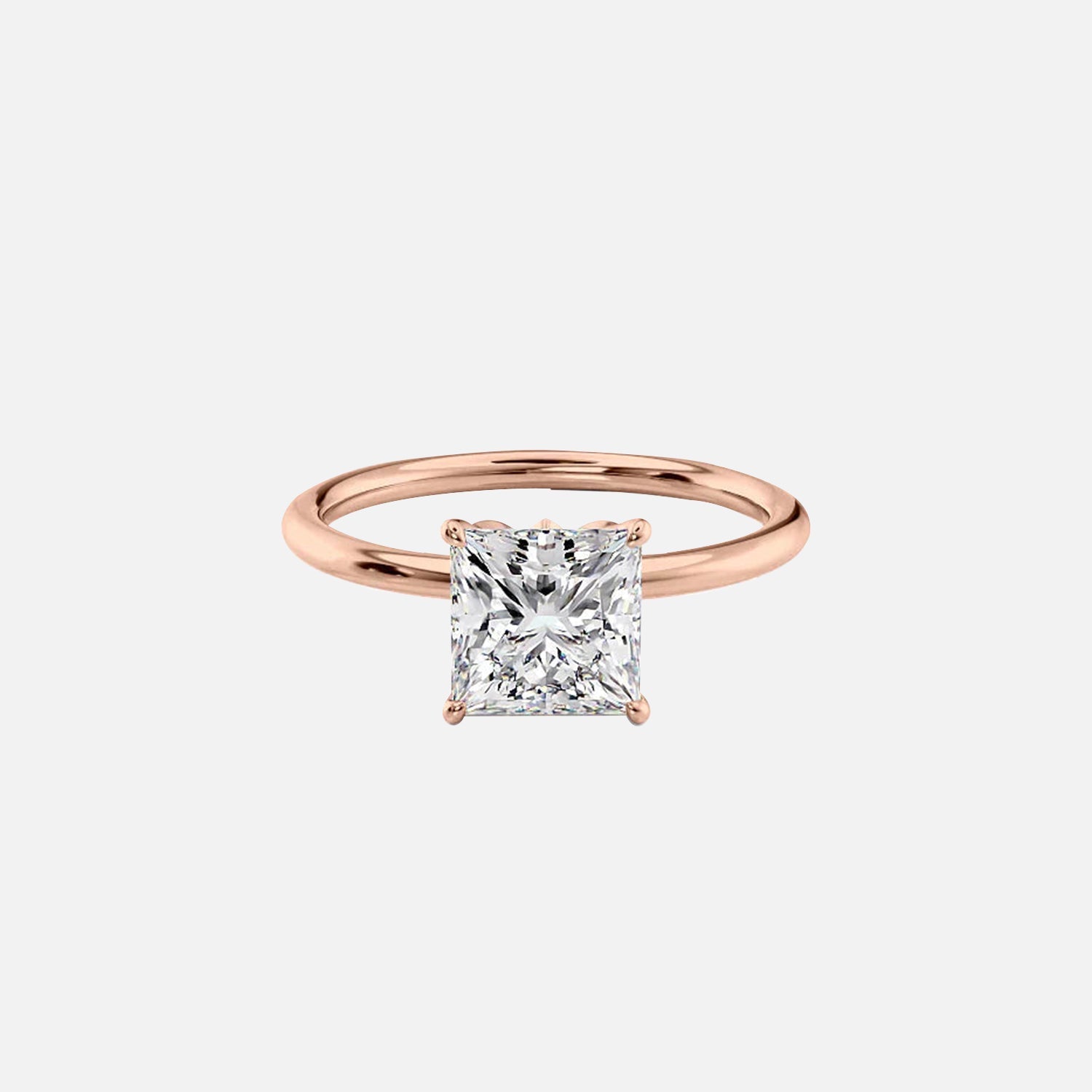 The Solitaire Lily Princess Lab Diamond Ring 14k Rose Gold 001