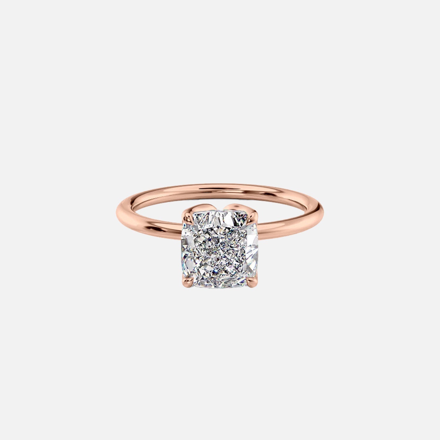  The Solitaire Lisa Cushion Lab Diamond Ring 14k Rose Gold 001