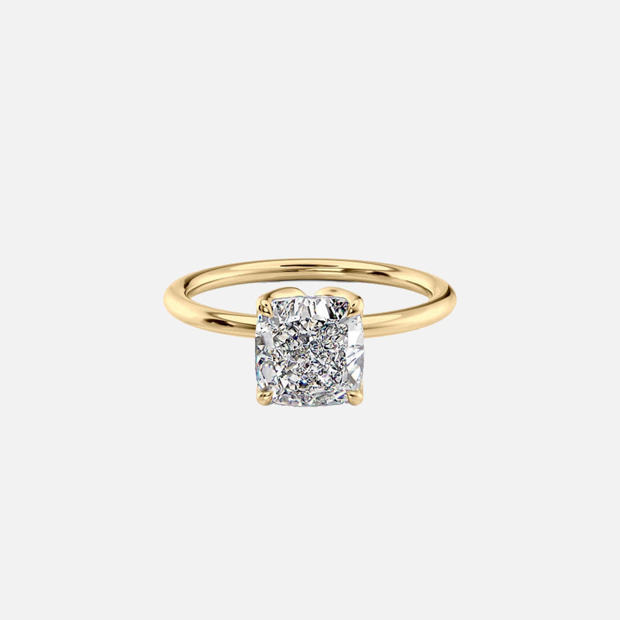  The Solitaire Lisa Cushion Lab Diamond Ring 18k Yellow Gold 001