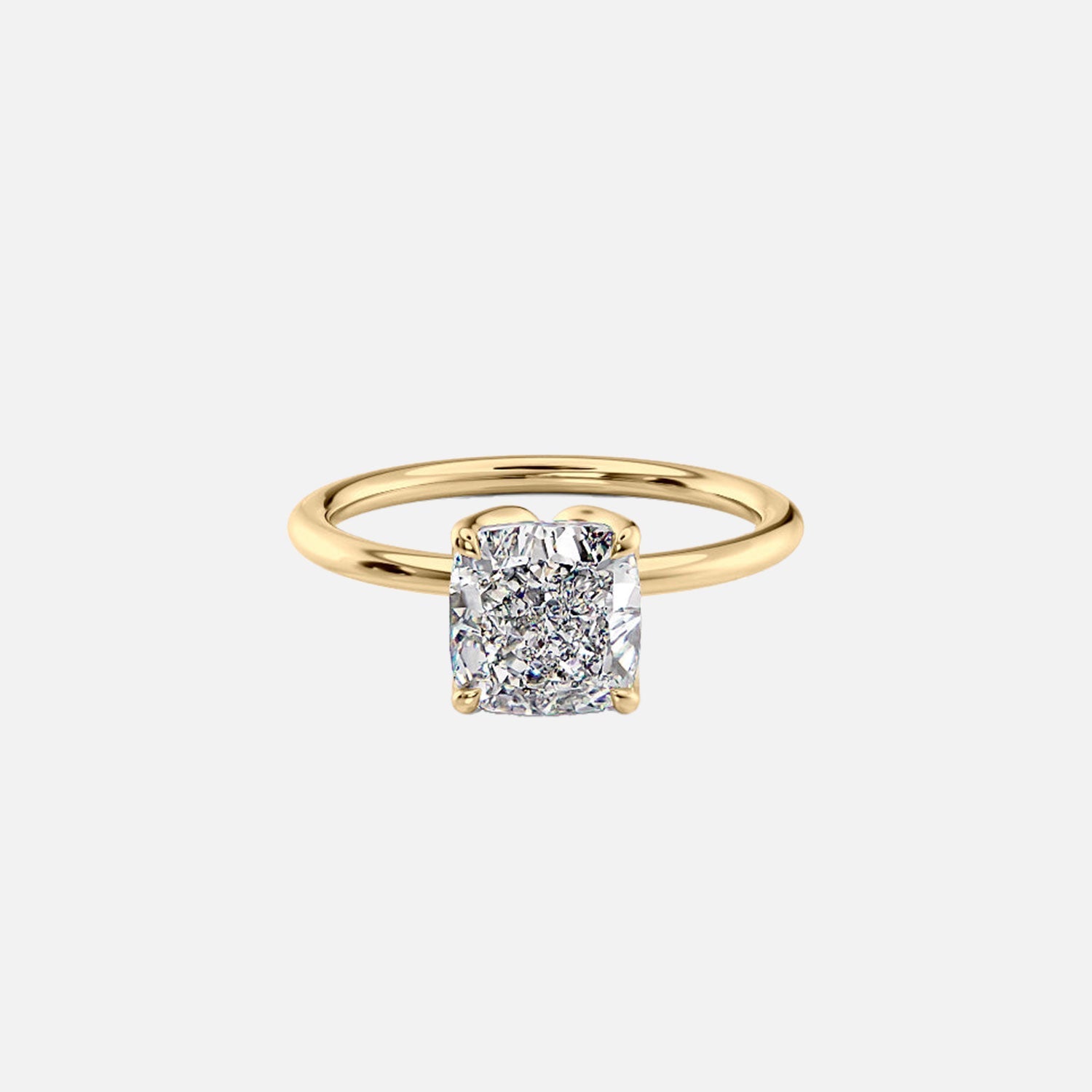 The Solitaire Lisa Cushion Moissanite Ring 14k Yellow Gold 001 2
