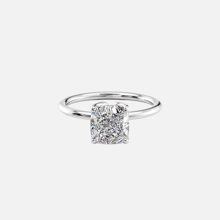  The Solitaire Lisa Cushion Moissanite Ring 18k White Gold 001 2