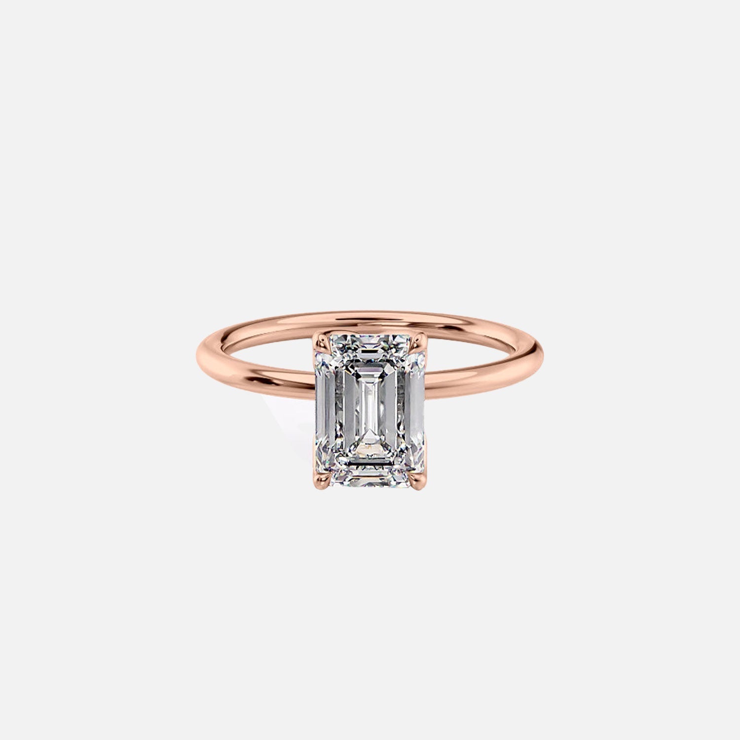  The Solitaire Lisa Emerald Lab Diamond Ring 14k Rose Gold 001