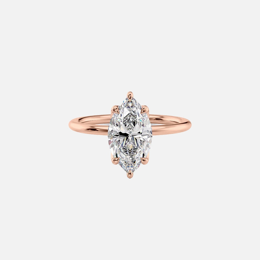  The Solitaire Lisa Marquise Moissanite Ring 14k Rose Gold 001