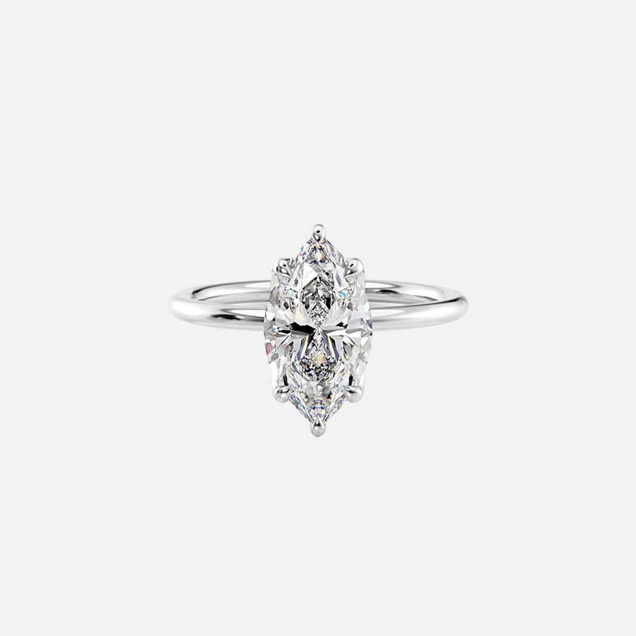  The Solitaire Lisa Marquise Moissanite Ring 14k White Gold 001