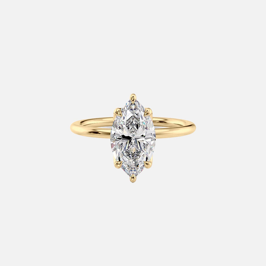  The Solitaire Lisa Marquise Moissanite Ring 18k Yellow Gold 001