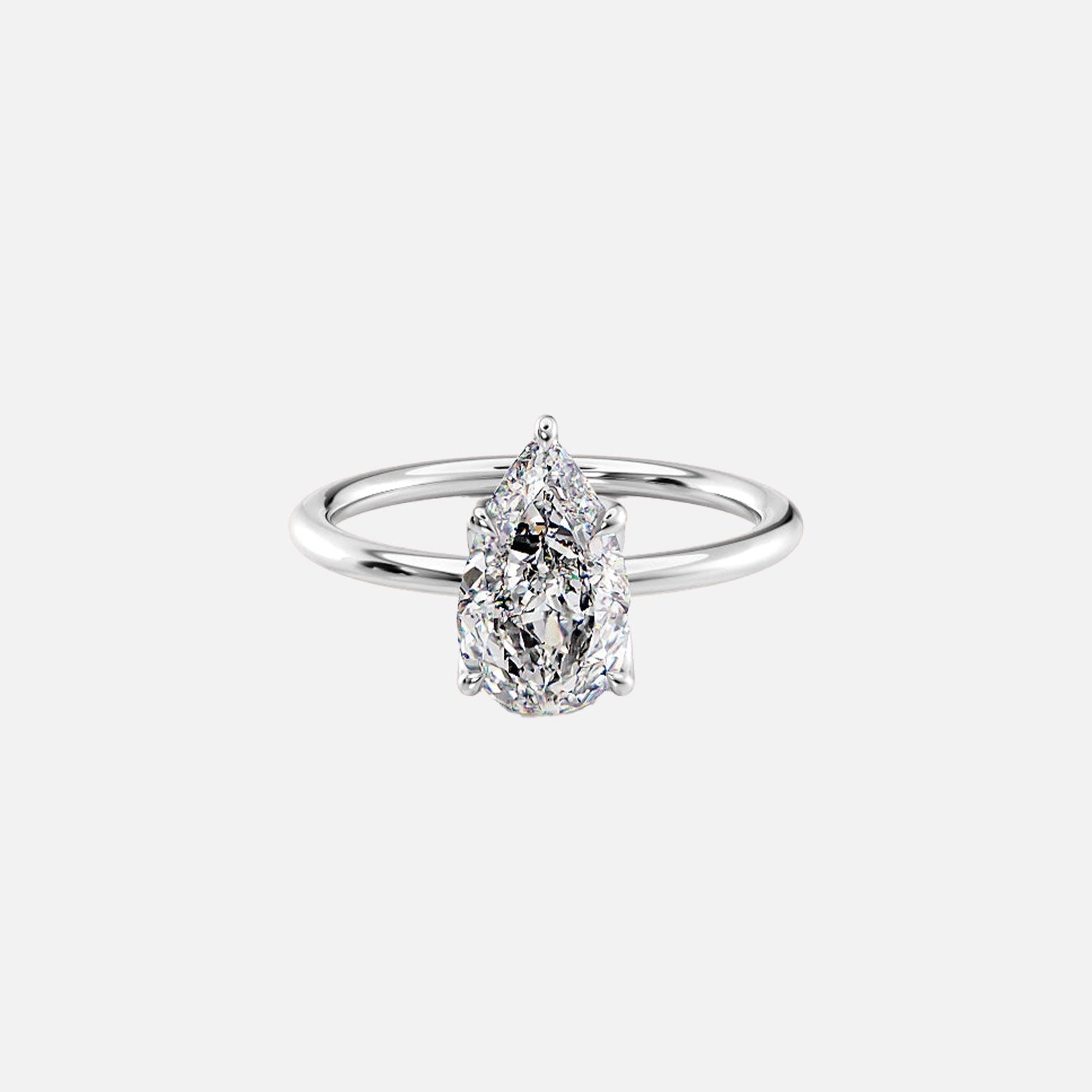  The Solitaire Lisa Pear Lab Diamond Ring 14k White Gold 001
