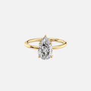 The Solitaire Lisa Pear Moissanite Ring 14k Yellow Gold 001
