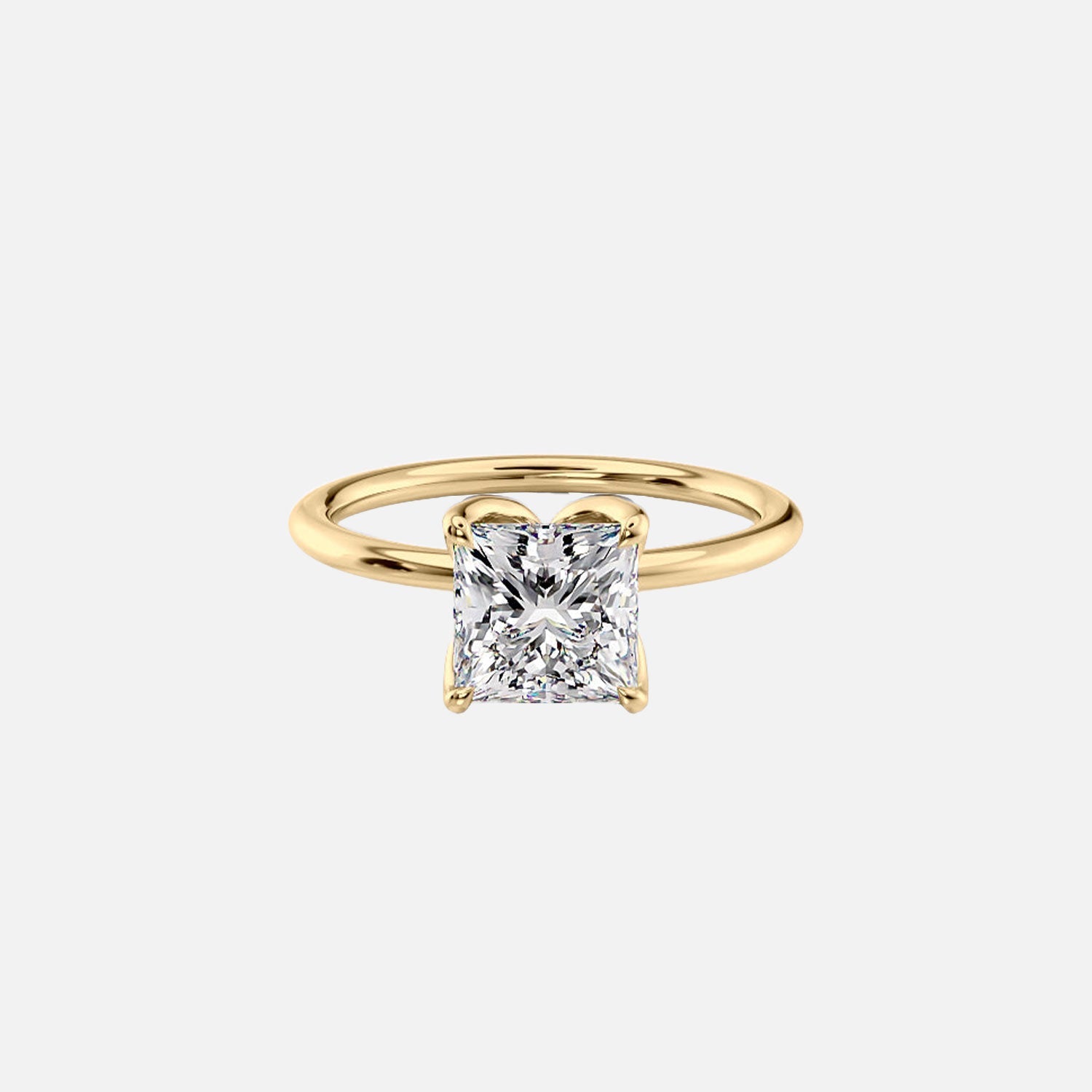 The Solitaire Lisa Princess Lab Diamond Ring 14k Yellow Gold 001