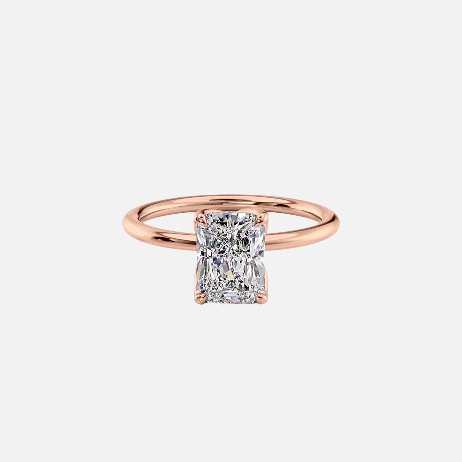  The Solitaire Lisa Radiant Moissanite Ring 14k Rose Gold 001