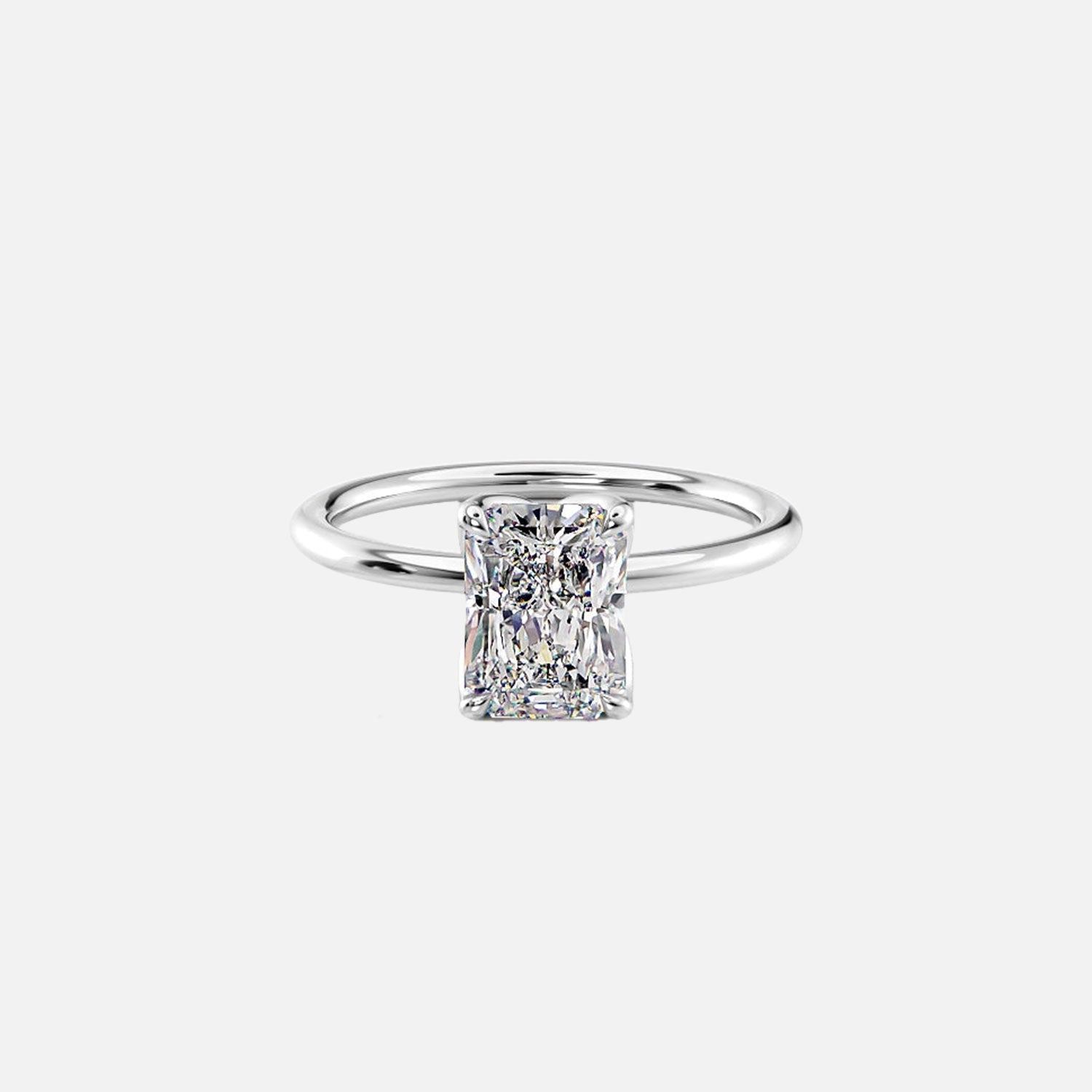  The Solitaire Lisa Radiant Moissanite Ring 14k White Gold 001