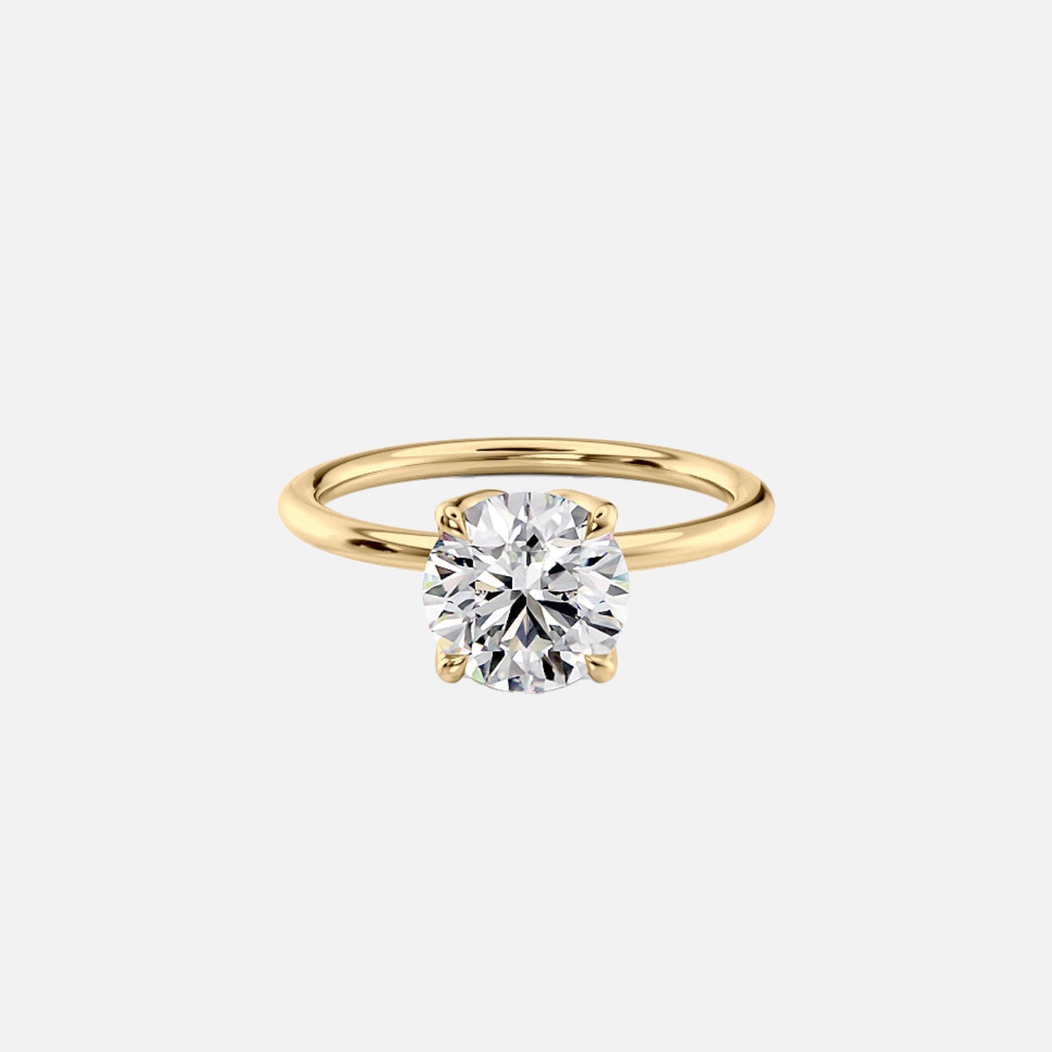 The Solitaire Lisa Round Lab Diamond Ring 14k Yellow Gold 001
