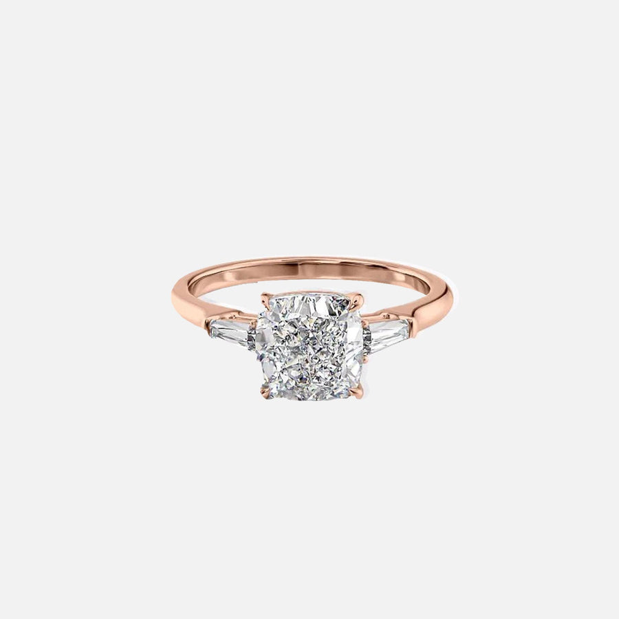  The Solitaire Liv Cushion Moissanite Ring 14k Rose Gold 001