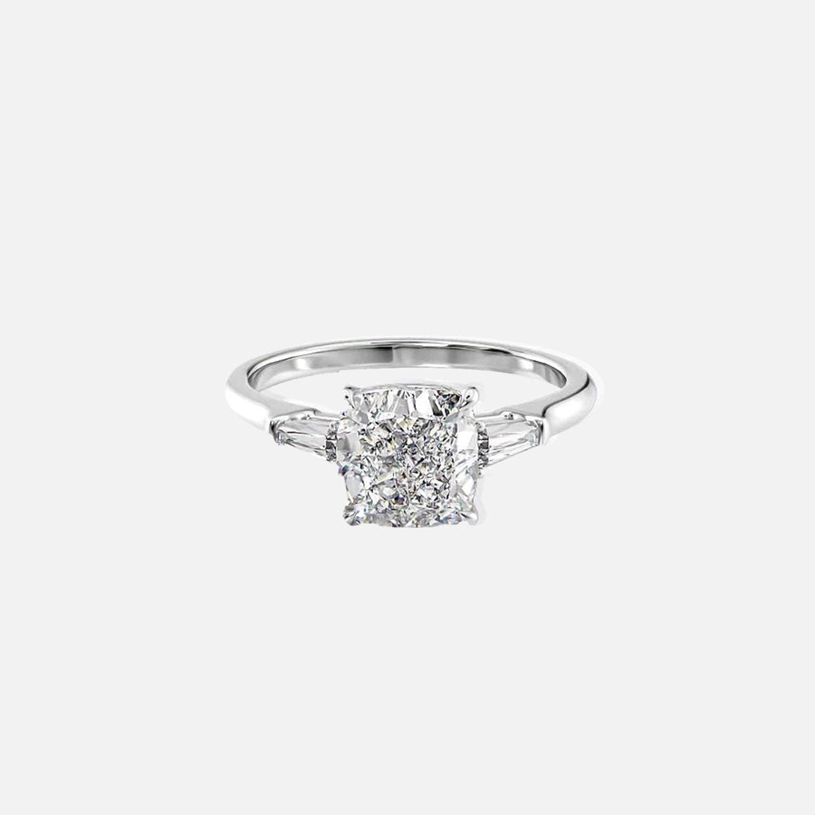  The Solitaire Liv Cushion Moissanite Ring 14k White Gold 001