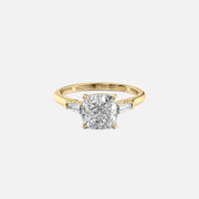The Solitaire Liv Cushion Moissanite Ring 14k Yellow Gold 001