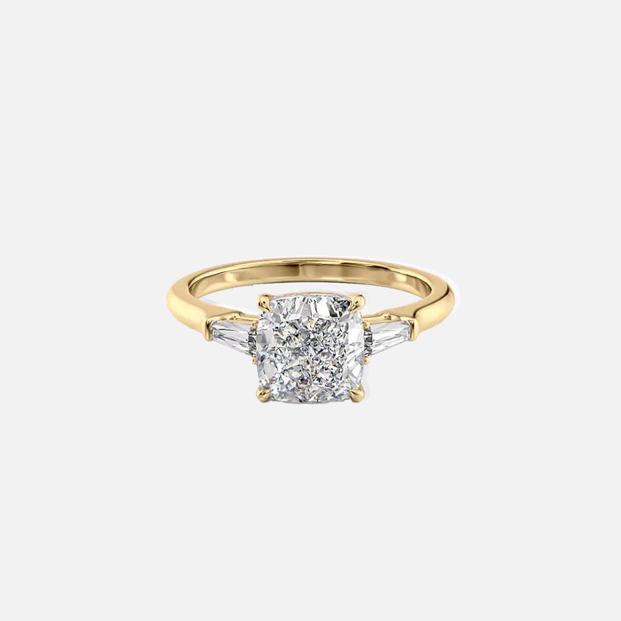 The Solitaire Liv Cushion Moissanite Ring 14k Yellow Gold 001