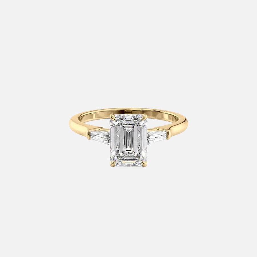 The Solitaire Liv Emerald Moissanite Ring 14k Yellow Gold 001