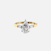 The Solitaire Liv Pear Moissanite Ring 14k Yellow Gold 001