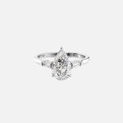  The Solitaire Liv Pear Moissanite Ring 18k White Gold 001