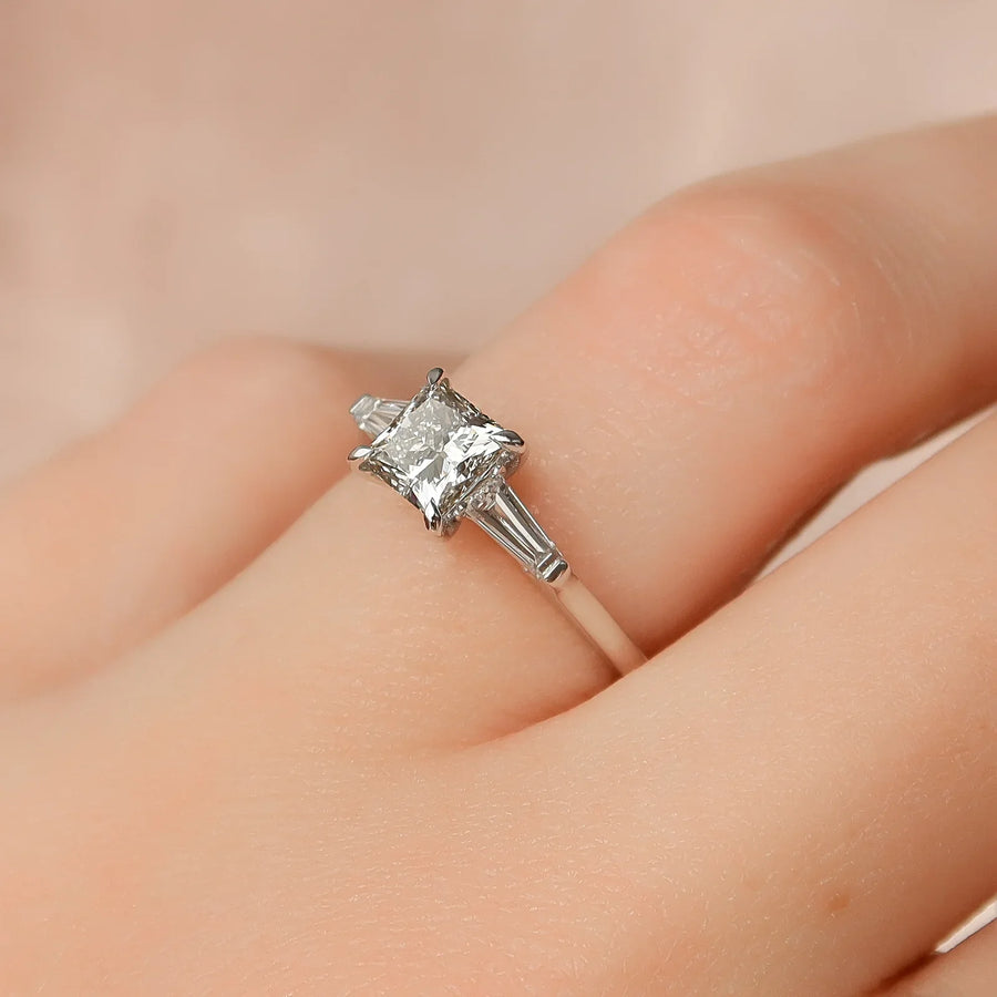  The Solitaire Liv Princess Moissanite Ring 18k White Gold 003