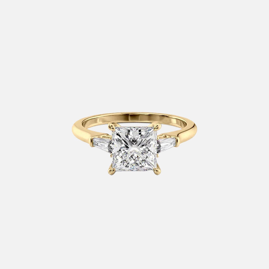  The Solitaire Liv Princess Moissanite Ring 18k Yellow Gold 001