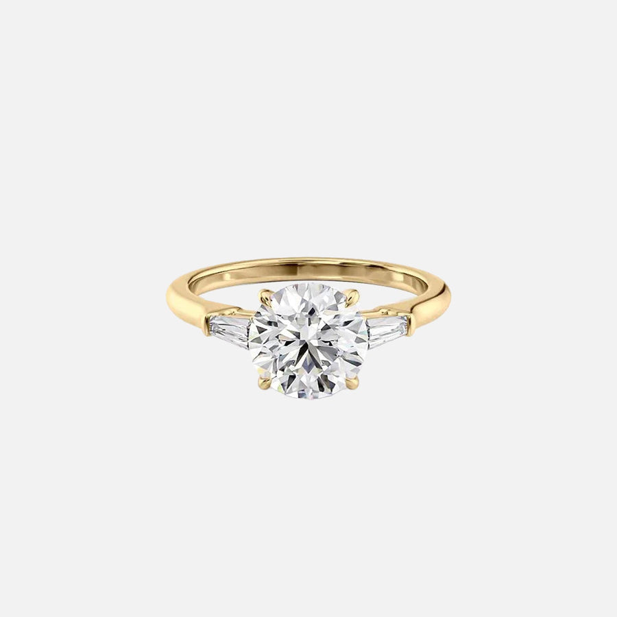 The Solitaire Liv Round Moissanite Ring 14k Yellow Gold 001