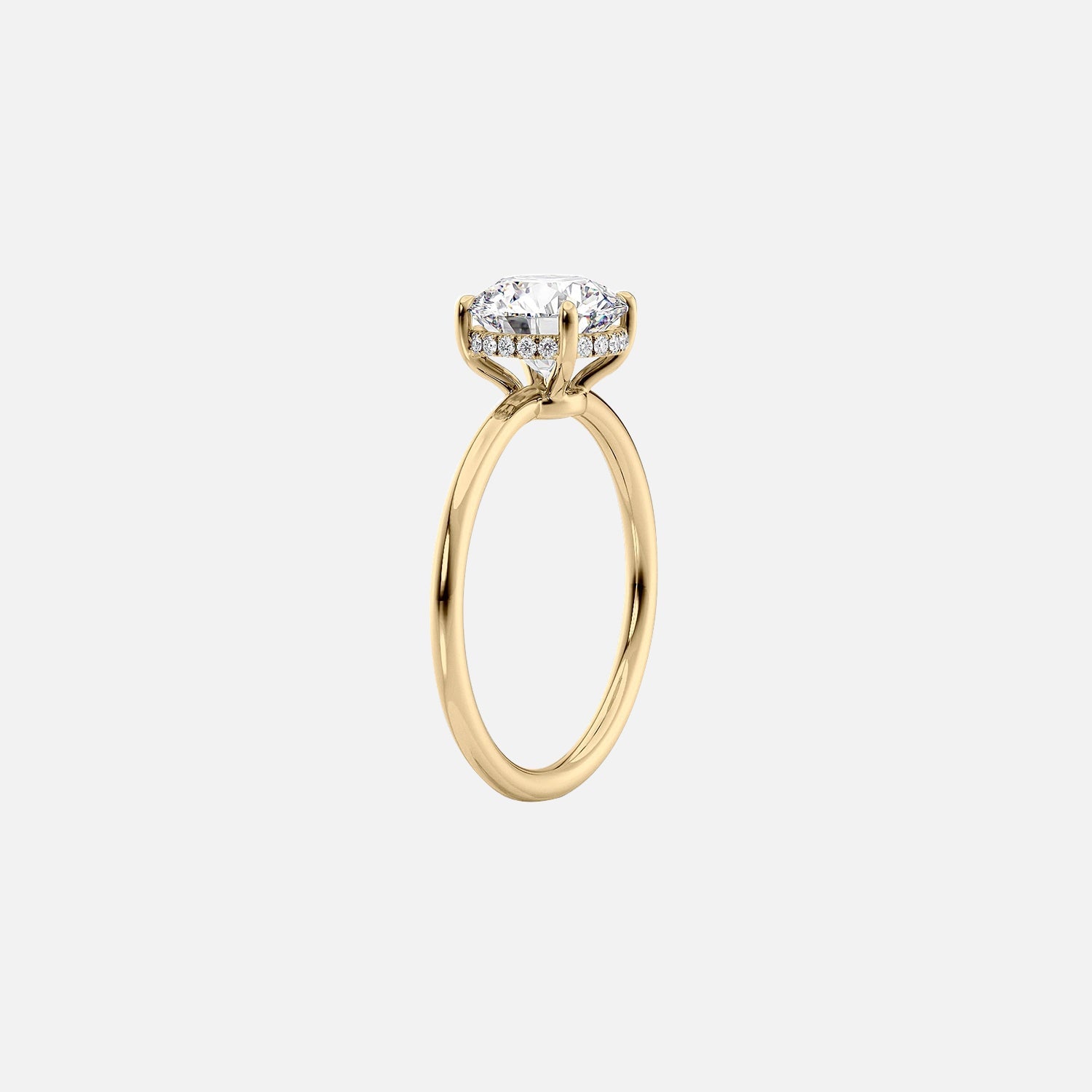  The Solitaire Low Profile Kamellie Cushion Moissanite Ring 14k Yellow Gold 002