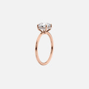  The Solitaire Low Profile Kamellie Cushion Moissanite Ring 18k Rose Gold 002