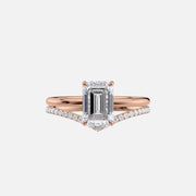  The Solitaire Low Profile Kamellie Emerald Lab Diamond Ring 14k Rose Gold 003