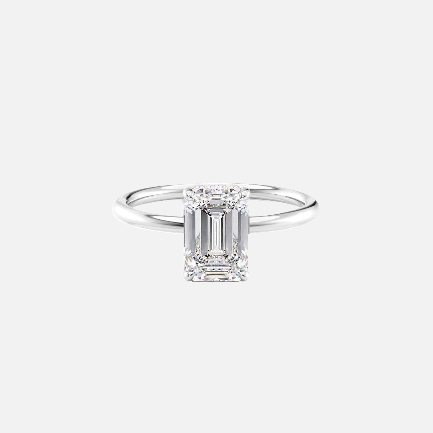  The Solitaire Low Profile Kamellie Emerald Lab Diamond Ring 14k White Gold 001