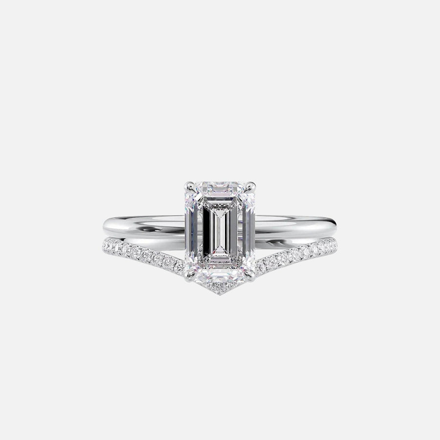  The Solitaire Low Profile Kamellie Emerald Lab Diamond Ring 14k White Gold 003