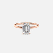  The Solitaire Low Profile Kamellie Emerald Moissanite Ring 14k Rose Gold 001