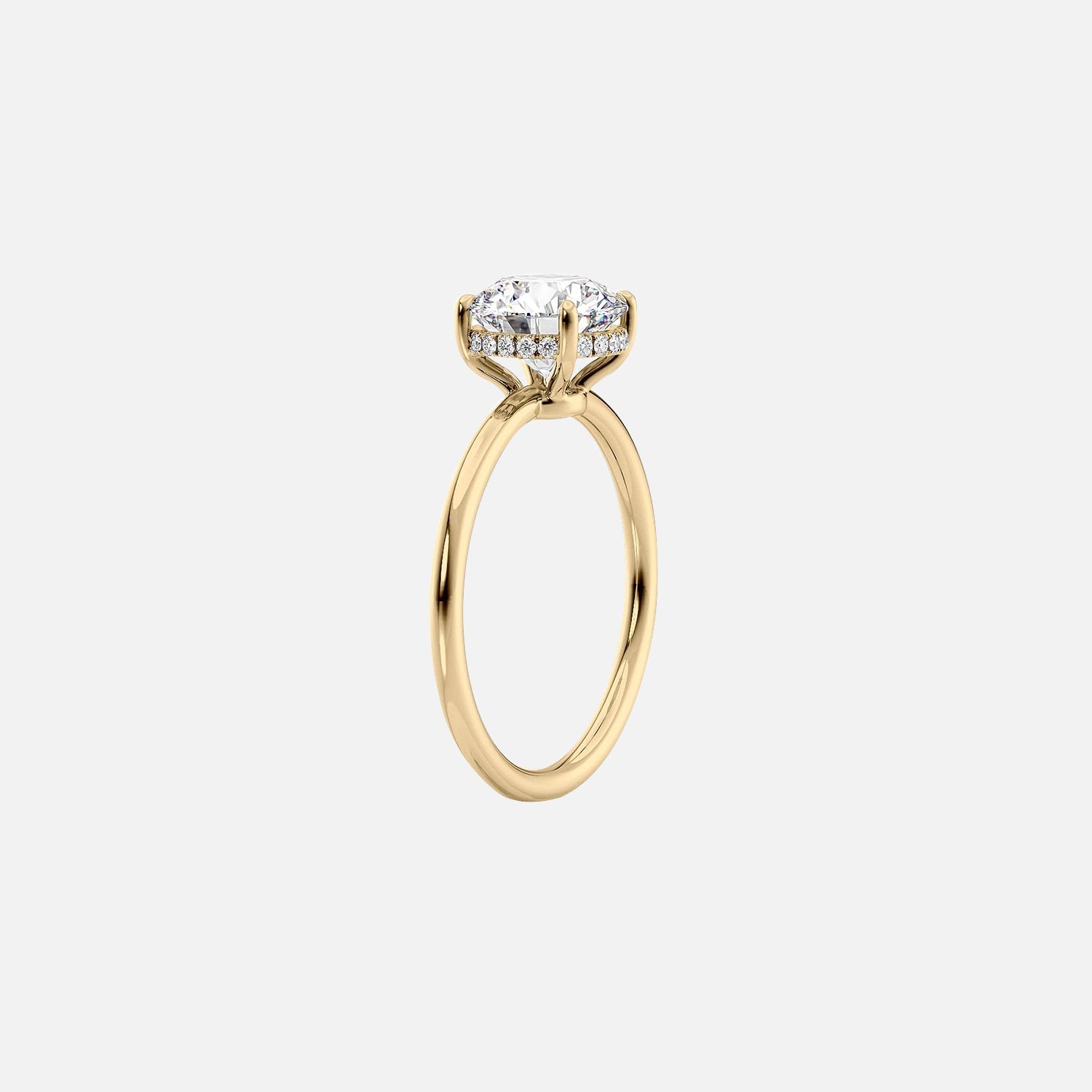  The Solitaire Low Profile Kamellie Emerald Moissanite Ring 14k Yellow Gold 002