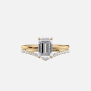  The Solitaire Low Profile Kamellie Emerald Moissanite Ring 18k Yellow Gold 003