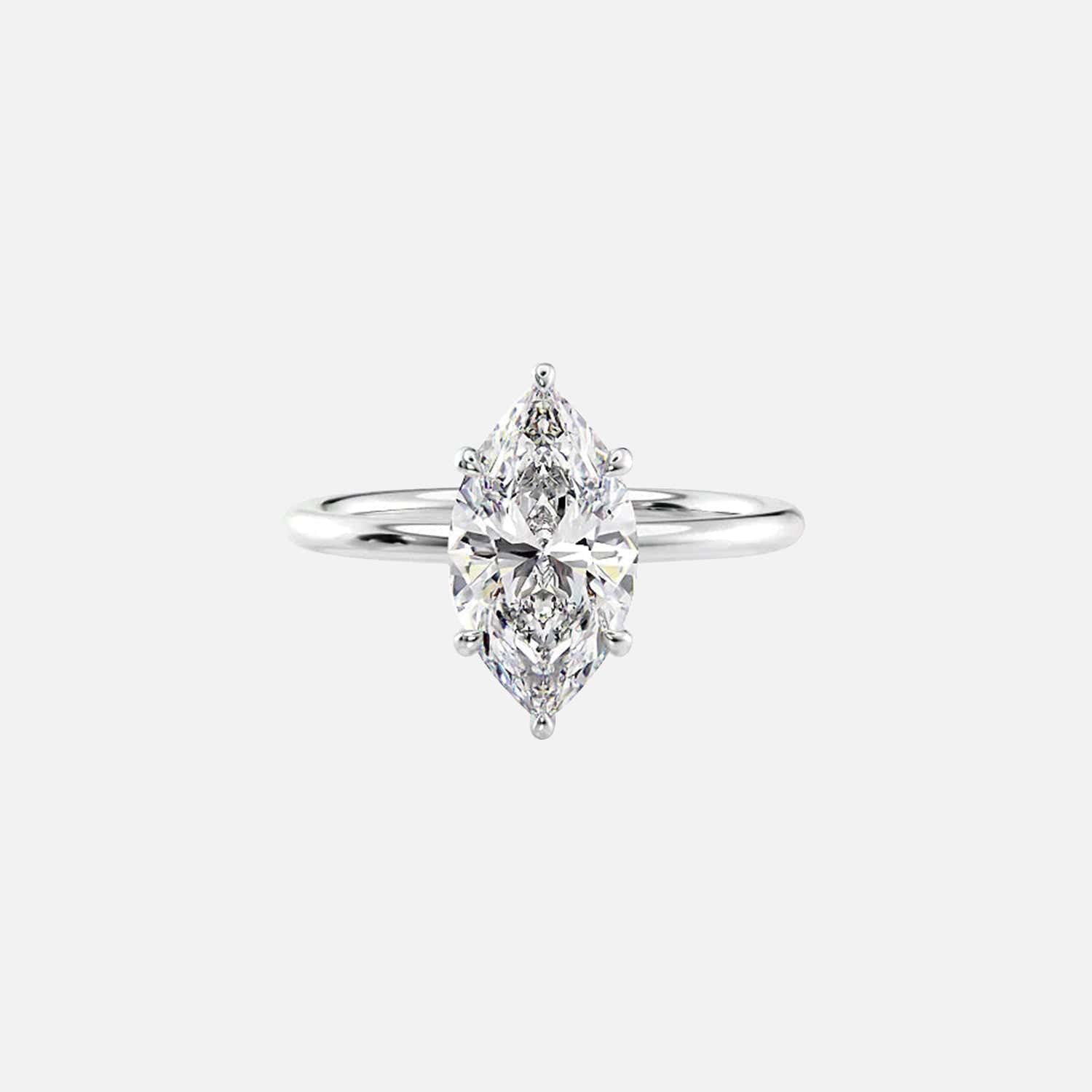  The Solitaire Low Profile Kamellie Marquise Lab Diamond Ring 14k White Gold 001